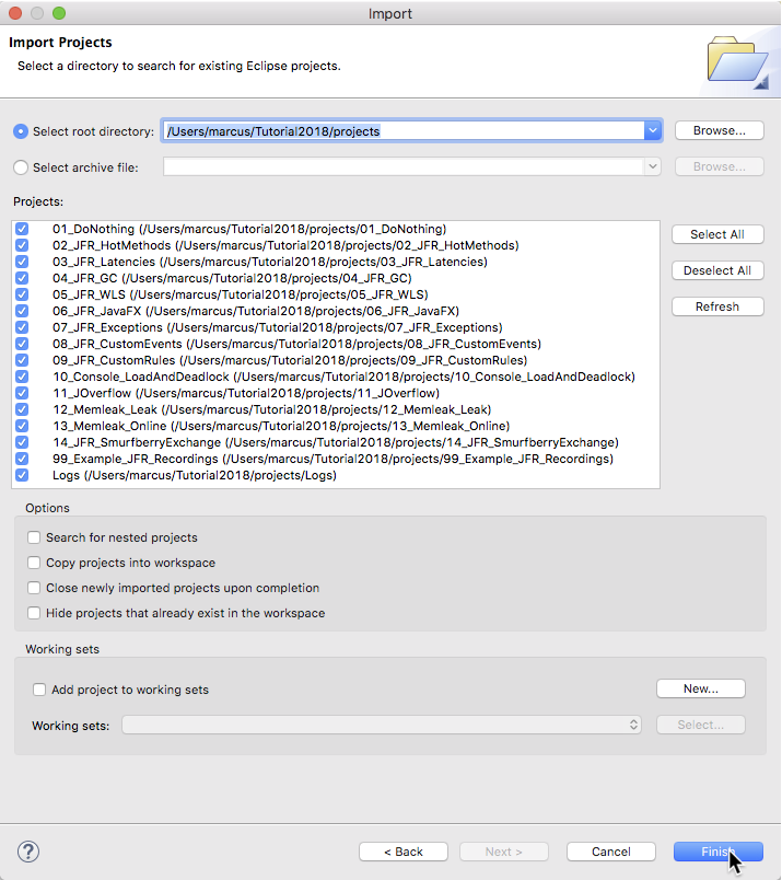 Eclipse JMC JFR tutorial projects