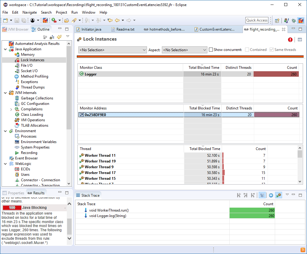 eclipse jmc lock instances page